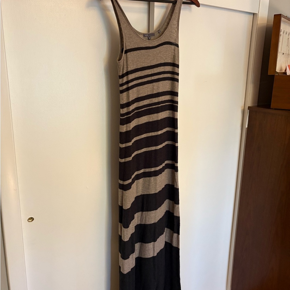 Vince Black and Tan Striped Maxi Dress